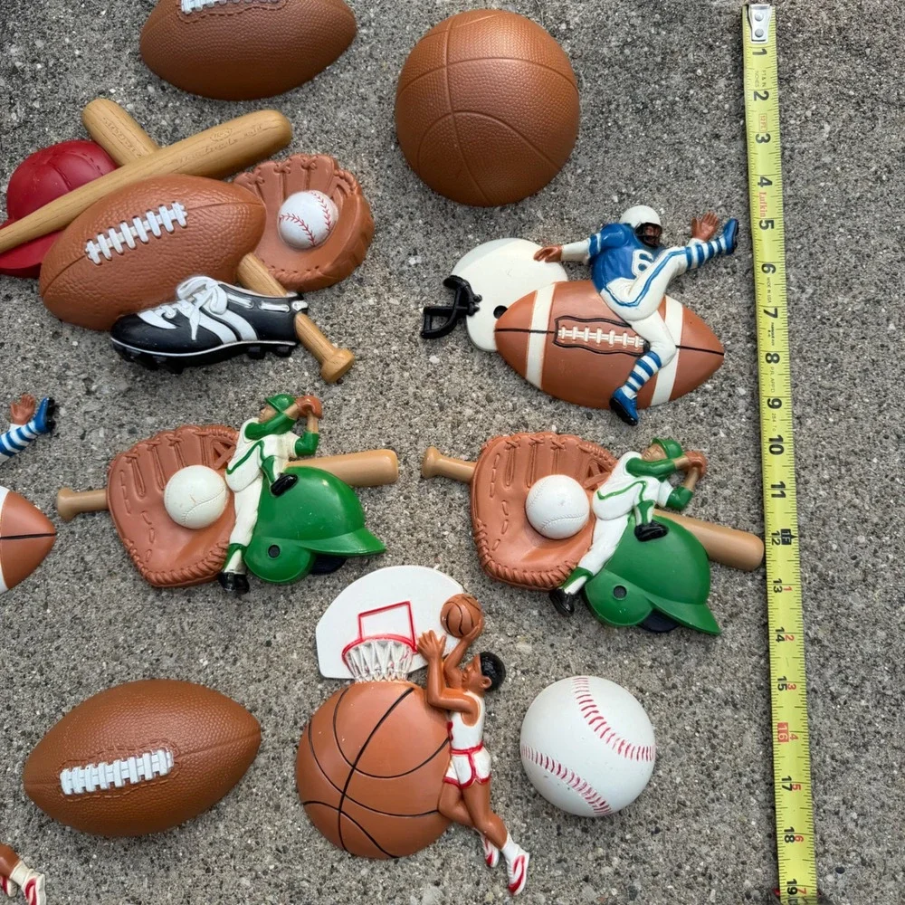70s/80s Vintage Burwood Homco Sports Wall Decor 3D USA Made Plastic 13 Pieces